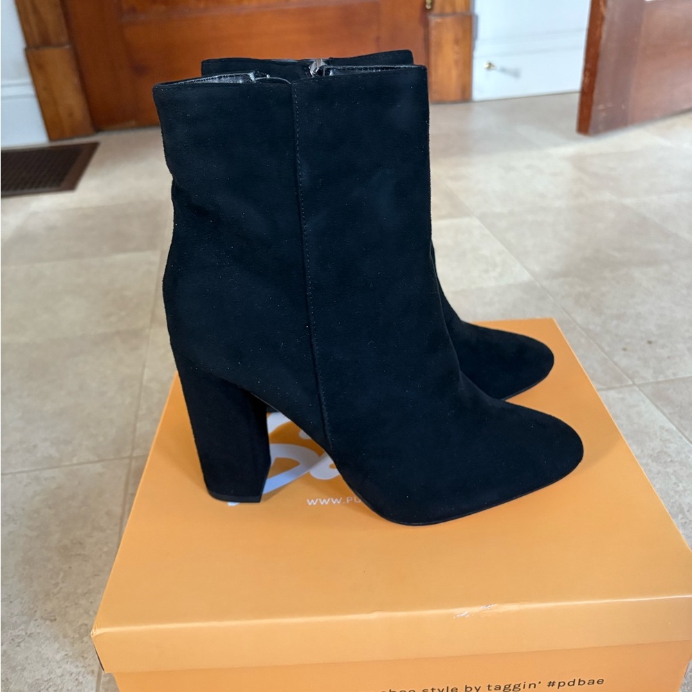 Public Desire Black Heeled Boots- WORN ONCE
